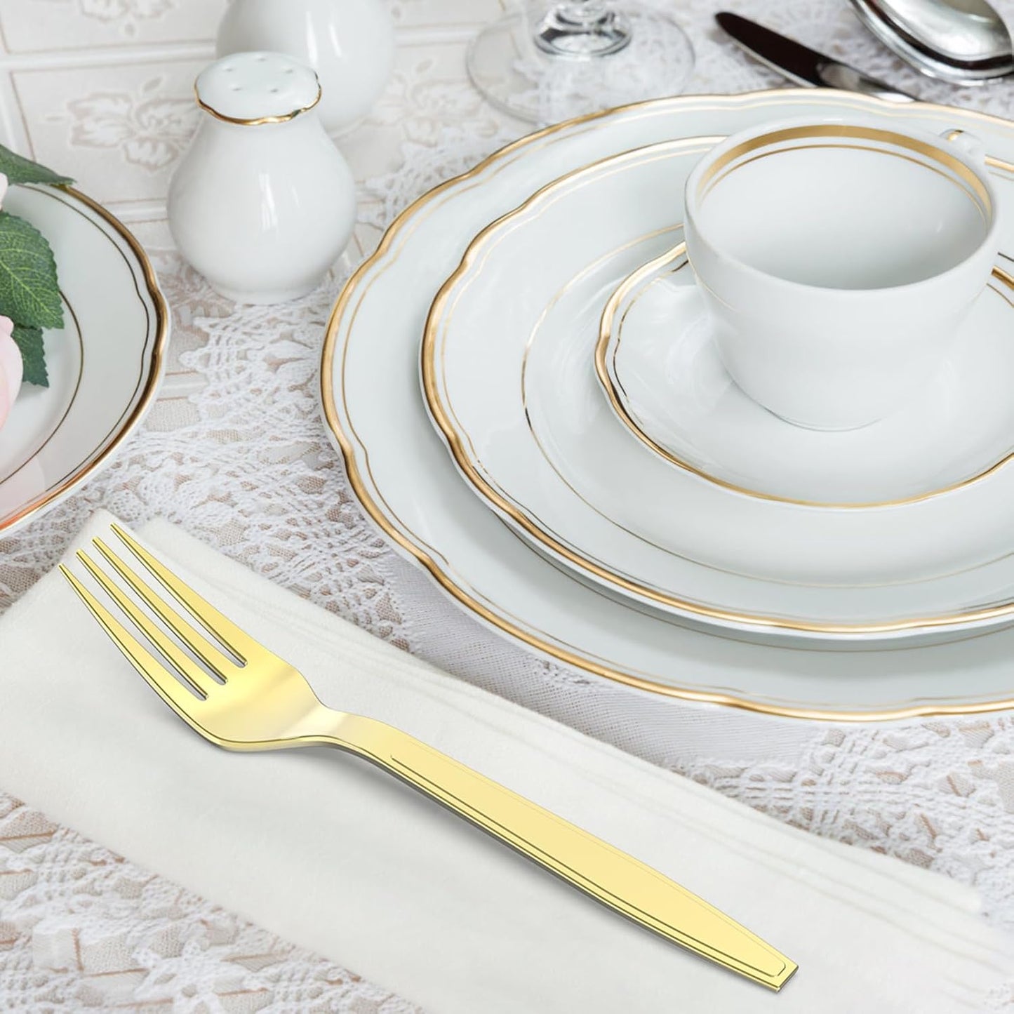 360 Count Extra Heavy Duty Gold Plastic Forks Disposable, BPA-Free, Heat Resistant, Solid and Durable Disposable Forks Bulk, Premium Plastic Forks heavy duty for Party Supply