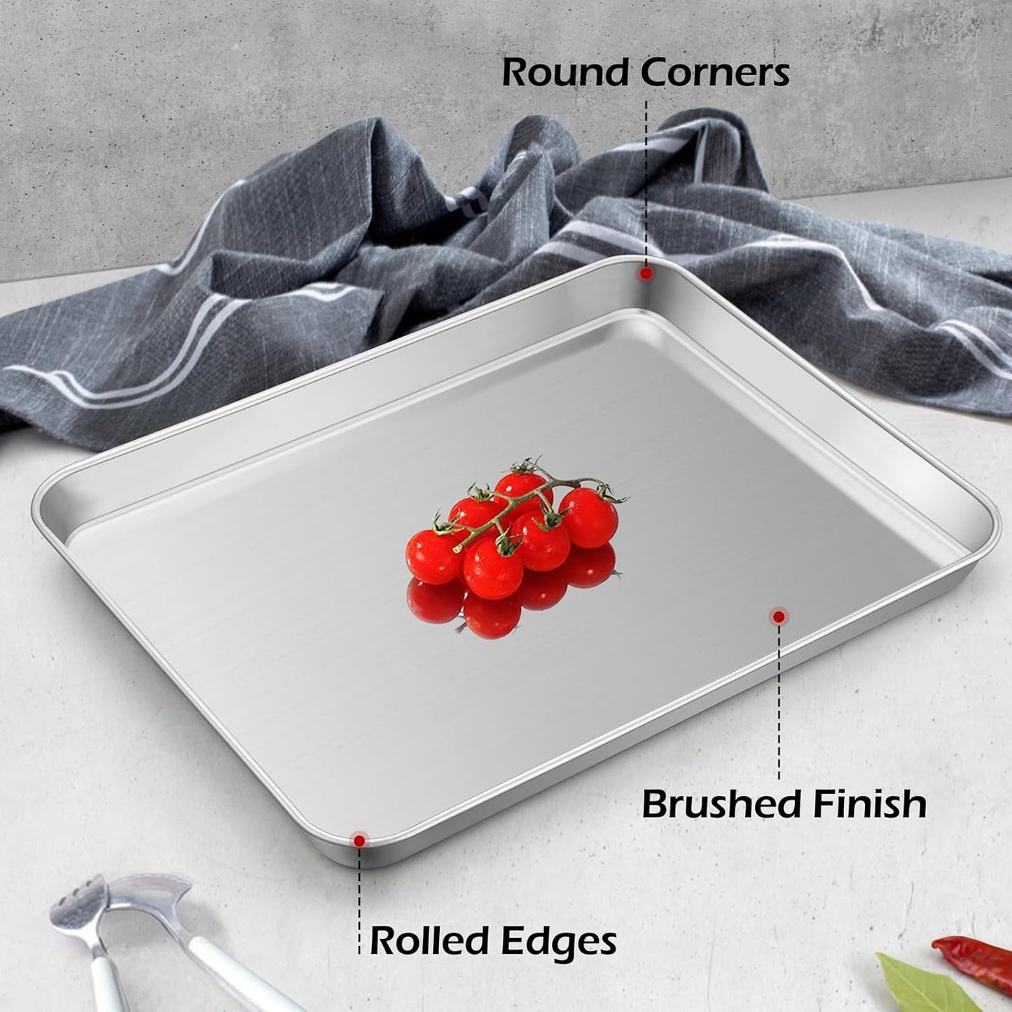 3Pack Cookies Sheets for Baking, Leonyo Stainless Steel Baking Sheets Pans, 1Inch Deep Metal Quarter Sheet Pan Tray for Cookies, Dishwasher Safe