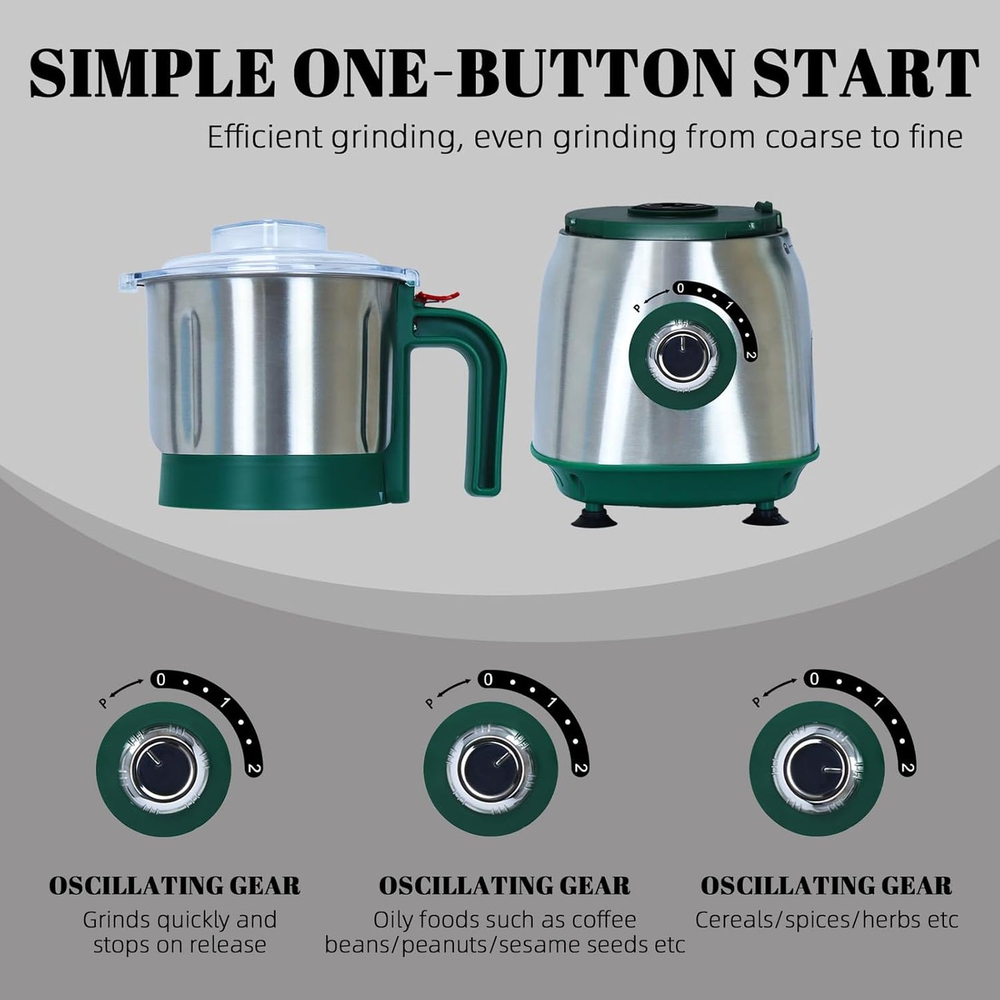 Versatile Kitchen Grinder | 500W Electric Mill | Grinds Spices, Nuts, Grains, Coffee | 3 Stainless Steel Blades | Wet & Dry Use (Black)