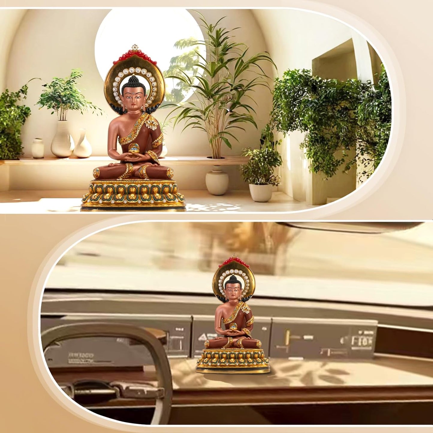 Buddha Statue Indoor, Handmade Tibetan Buddhism Copper Decoration, Hand-Painted Buddhist Budda, Hinduism Nepalese Craft Meditation(5.51", Amitabha)