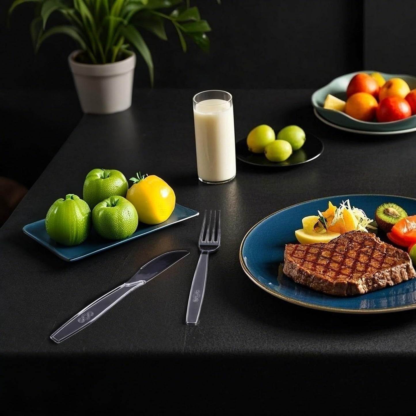 1000 Count Plastic Silverware Heavy Duty - 400 Forks, 400 Spoons, 200 Disposable Knives, BPA-Free, Disposable Plastic Cutlery Set, Plasticware Suitable for Party Everyday Use ﻿