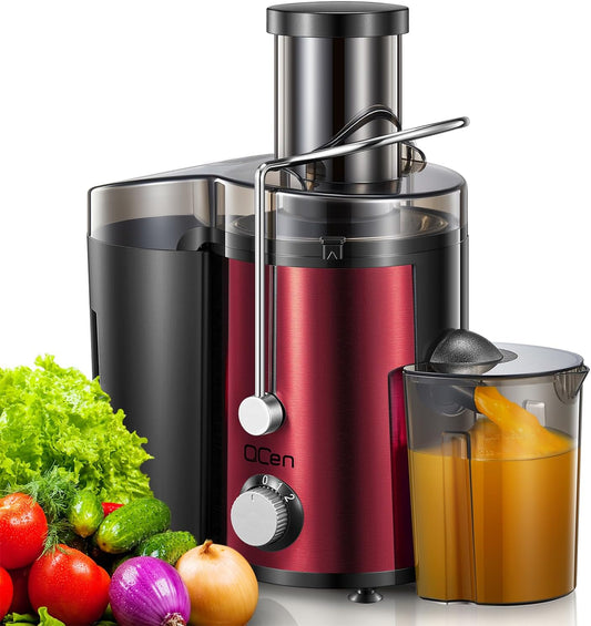 Juicer Machine, 800W Centrifugal Juicer Extractor with Wide Mouth 3” Feed Chute for Fruit Vegetable, Easy to Clean, Stainless Steel, BPA-free (Metallic Red)