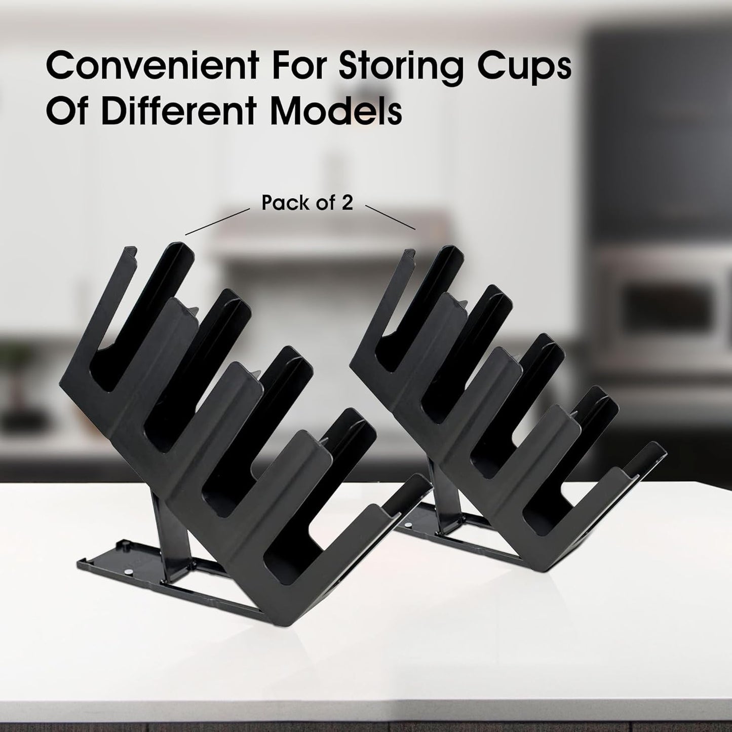 Clivia Pack of 2 Commercial Cup and Lid Holder, Coffee Cup Dispenser Organizer,Paper Cup Holder,Collapsible Design,4 Compartment Countertop Cup and Lid Organizer, Color Black