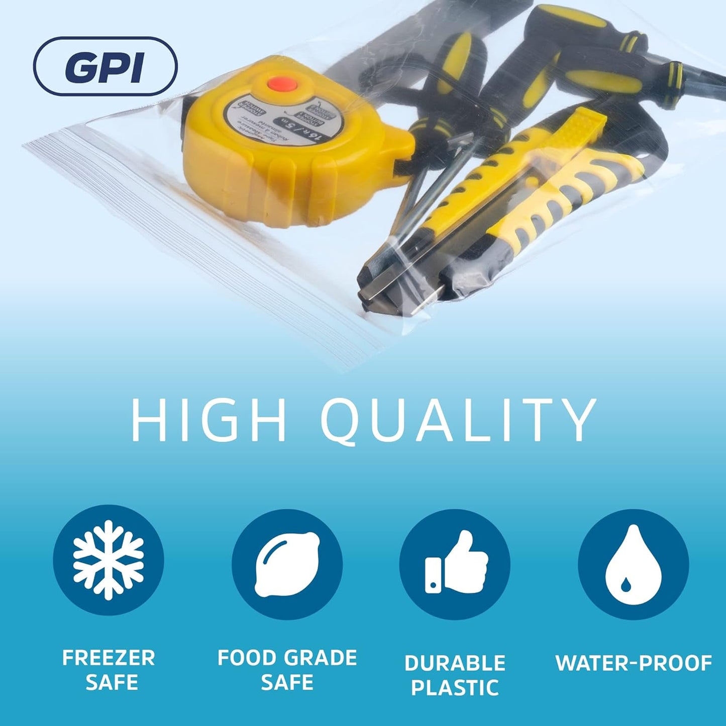 CLEAR PLASTIC RECLOSABLE ZIP BAGS - Bulk GPI Case Of 1000 5" x 8" 4mil Thick Heavy Duty strong & Durable Poly Baggies With Resealable Zipper Lock For Travel, Storage, Packaging & Shipping.