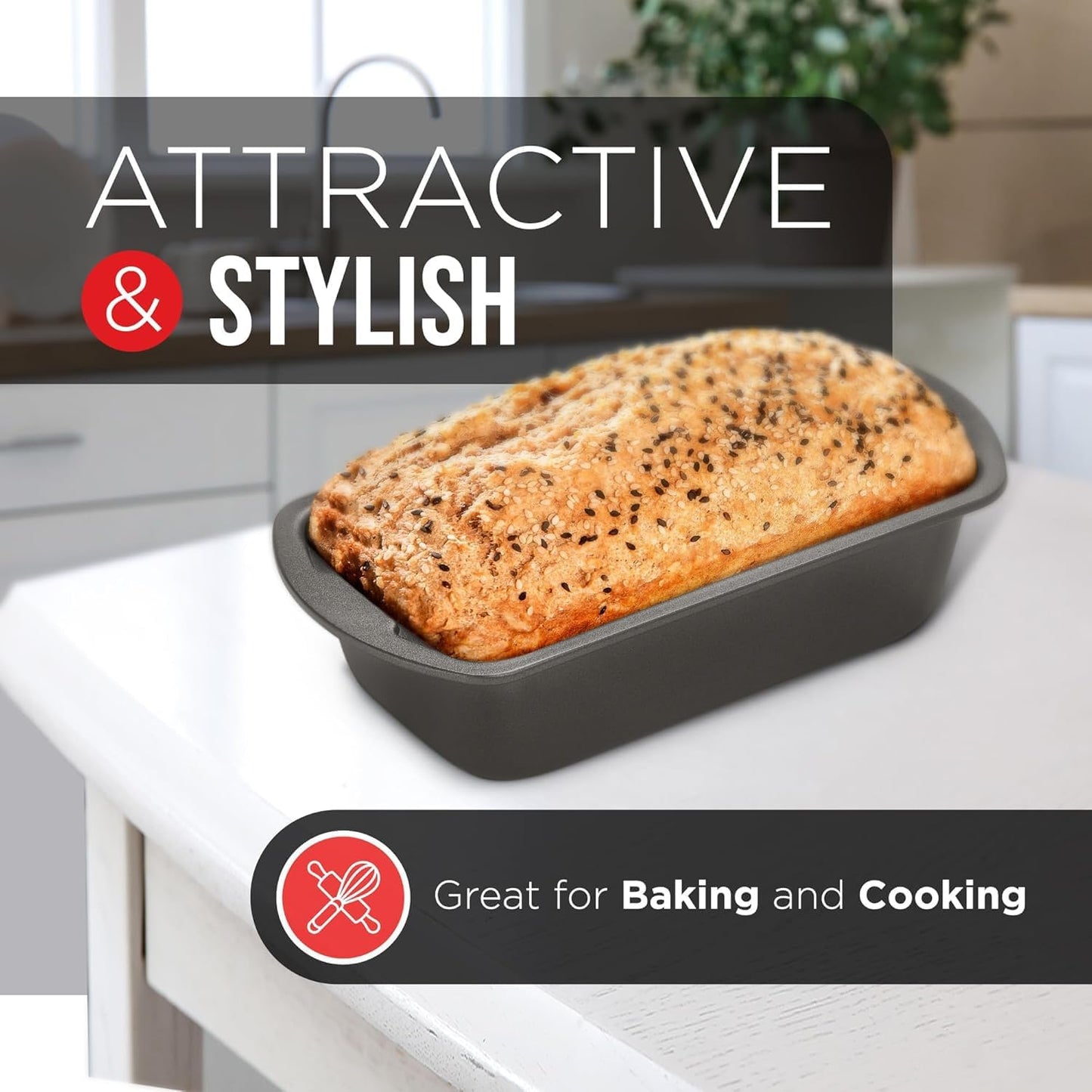 Nonstick Loaf Pan Set Pack of 4, 7" to 11" Large Baking Bread Pan, Oven Safe Up to 450°F, PFOA, PFOS, PTFE Free, Space Saving Stackable Design, Stain Resistant, Dishwasher Friendly, Gray Marble