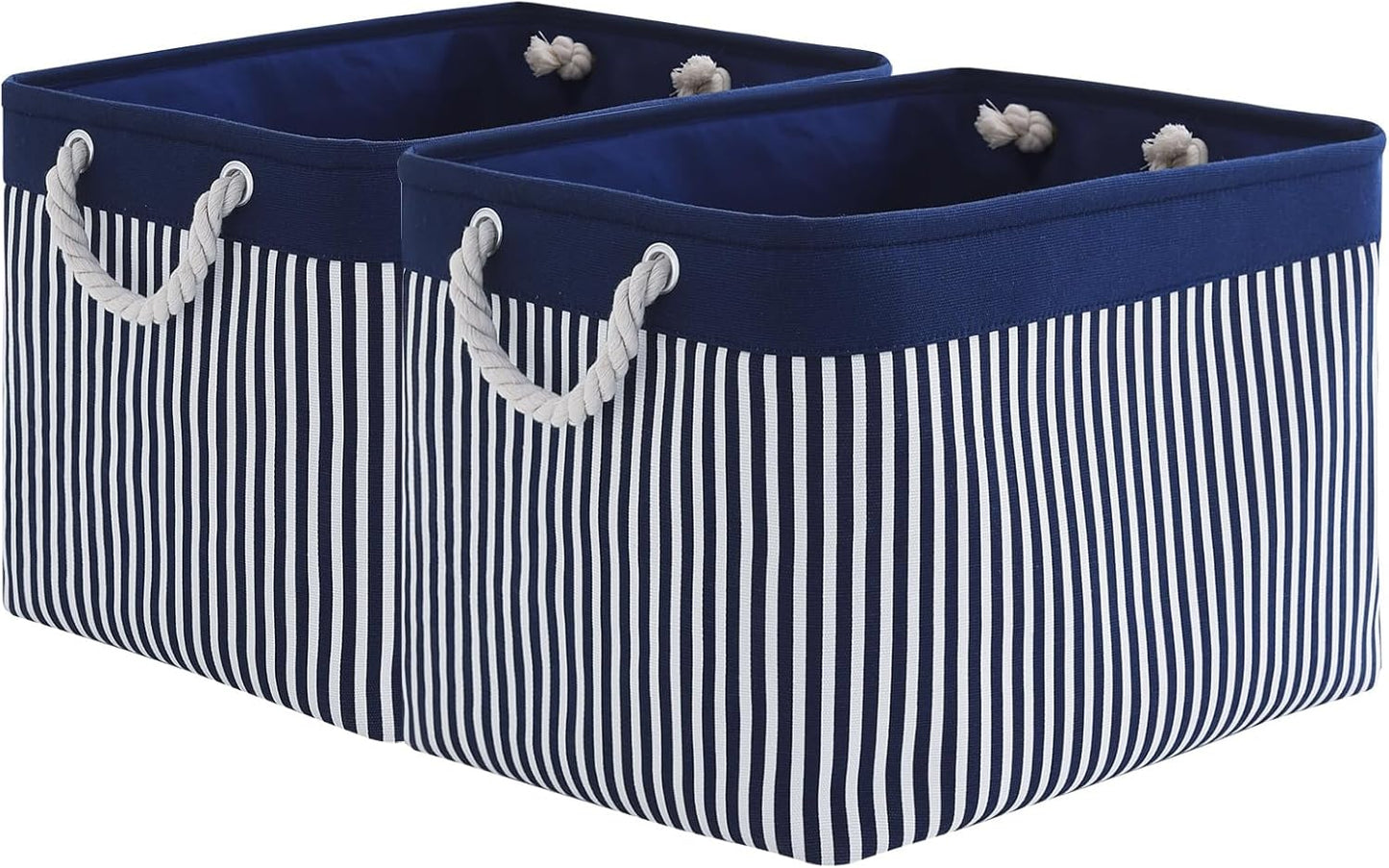 TcaFmac Organization and Storage Basket for Shelves - Large 2 Pack 16x12x12 inch Fabric Storage Cubes, Collapsible Storage Bins for Gift Closet Cloth Toy Books Kids (Navy Patchwork)