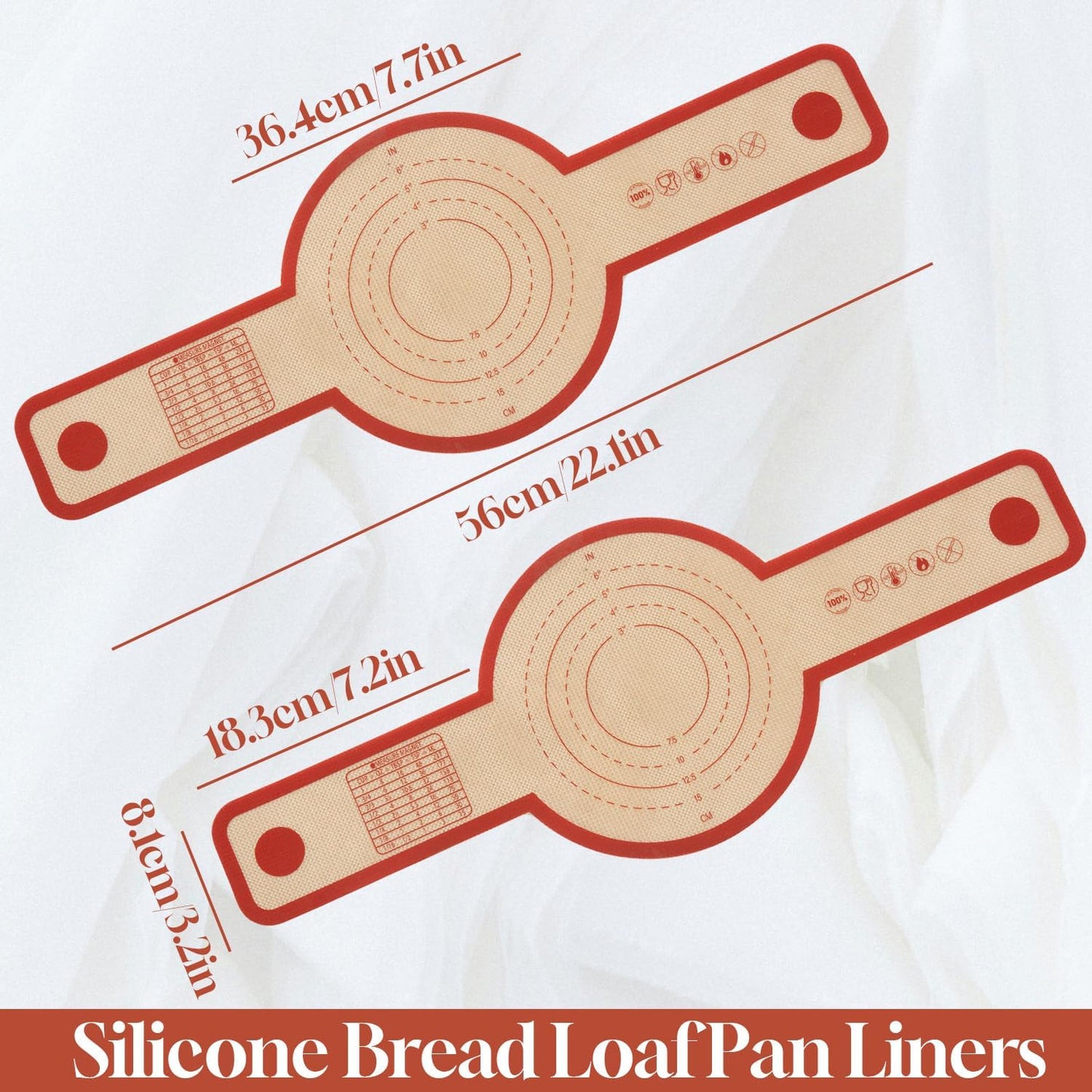 Silicone Bread Sling for Dutch Oven, 2 PCS Non-Stick & Easy Clean Reusable Silicone Bread Baking Mat with Extra Long Handles, Easy and Stable to Transfer Sourdough