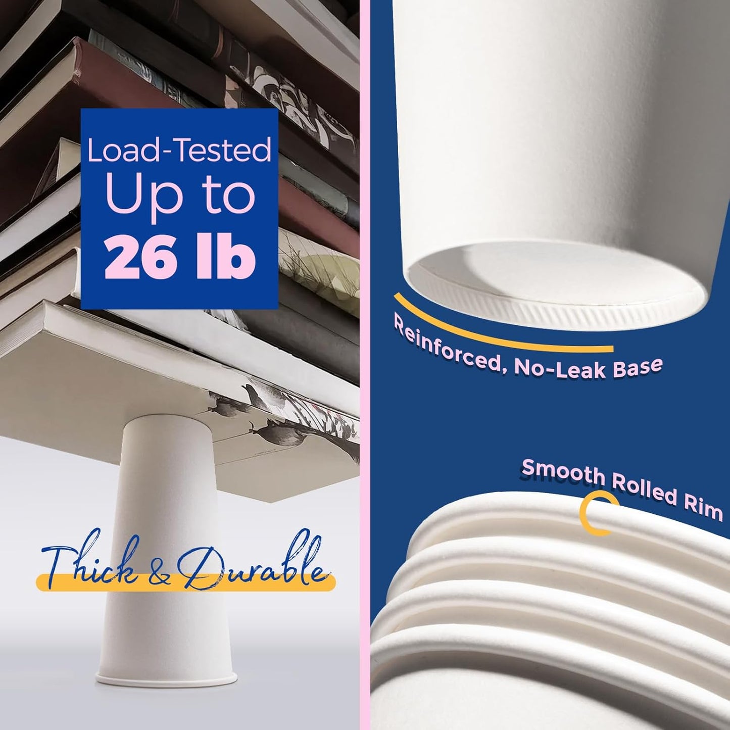 Fit Meal Prep 24 oz 50 Pack To Go Coffee Cups with Lids and Sleeves, Disposable Paper Coffee Cups with Lids for Hot/Cold Beverage