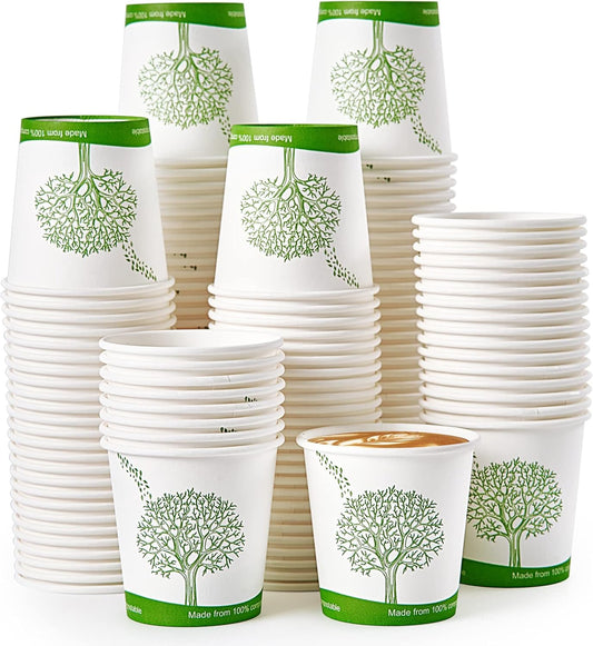 ECOLipak 500 Count Compostable Paper Cups, 4 oz Paper Espresso Coffee Cups with PLA Lined, Disposable Eco-friendly Biodegradable Hot Paper Cups for Party, Picnic,Travel,and Events