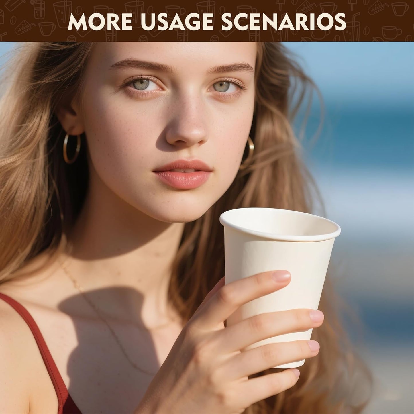 YEEHAW 8 oz 1000 Pack Disposable Paper Coffee Cups, White Hot Cups for Hot Coffee, Hot Liquid, Ideal for Cafes, Bistros, Businesses and Family