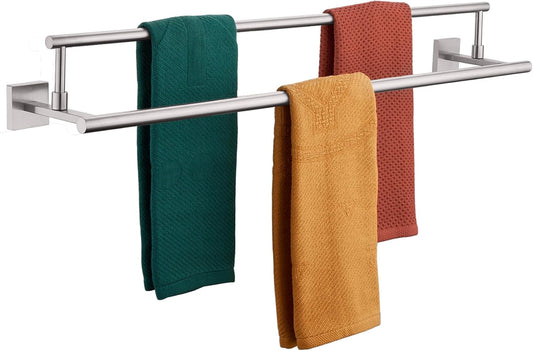 KOKOSIRI Bath Towel Holders Brushed Nickel Bathroom Rack 36 Inch Double Towel Bars Overlength Kitchen Rails Stainless Steel B5009BR-L36