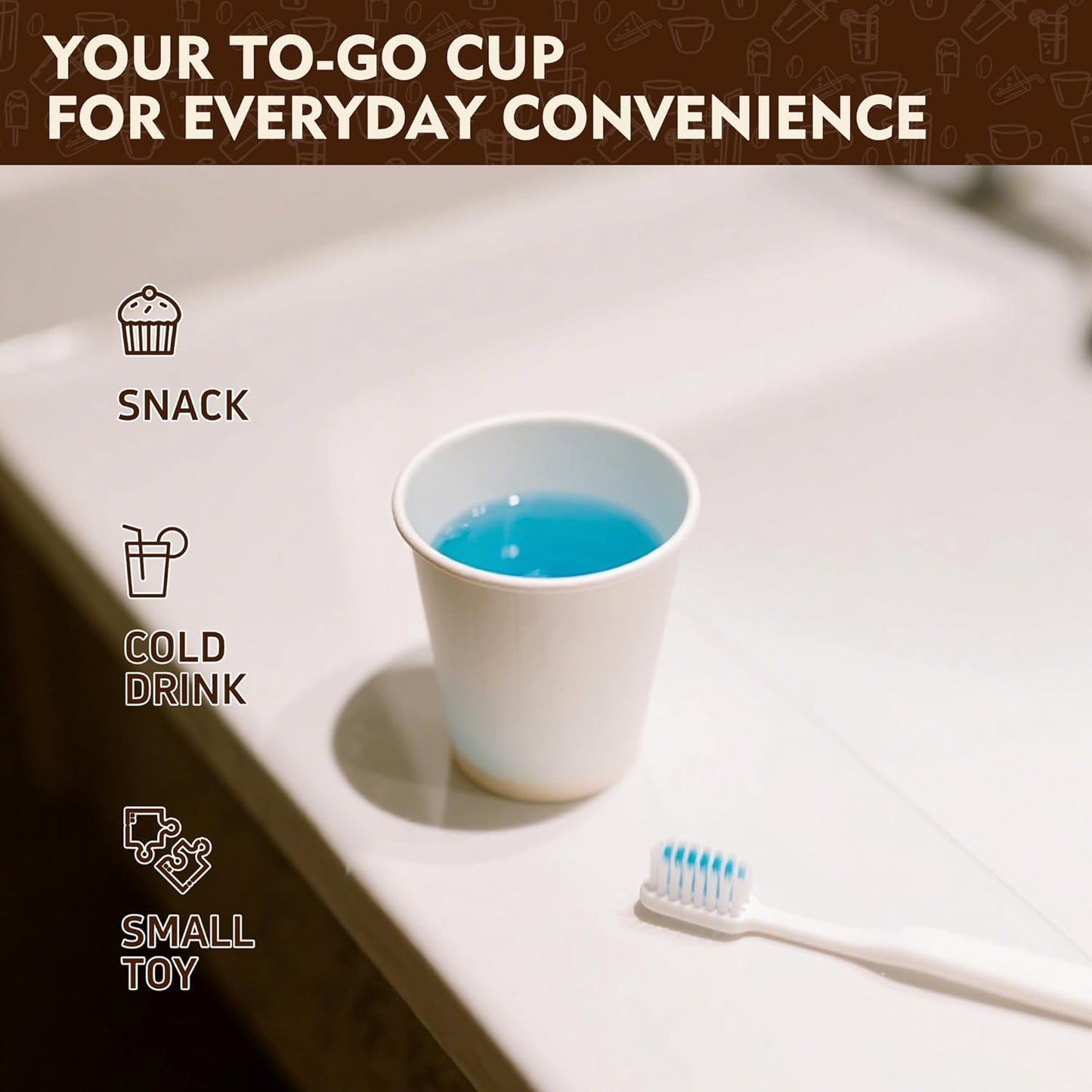 YEEHAW 3 oz 3000 Pack Disposable Paper Coffee Bathroom Cups, Small White Mouthwash Cup for Bathroom