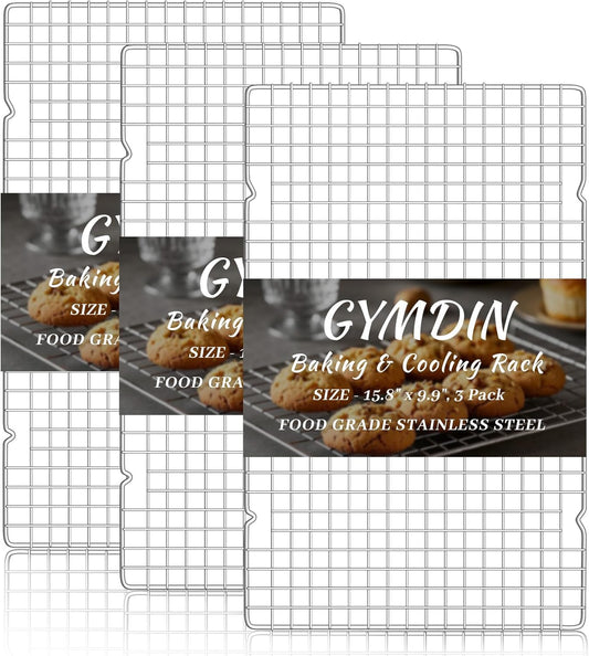 Cooling Racks for Cooking and Baking - 3PCS 16" x 10" Premium Stainless Steel Wire Cookie Cooling Rack for Baking, Roasting, and More - Oven & Dishwasher Safe - Fits Jelly Roll Pan