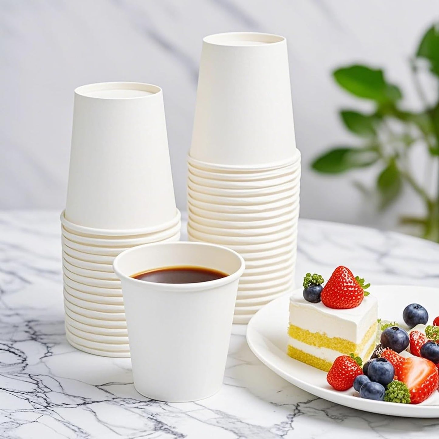 Disposable Cups, 200 Pack 8 Oz Paper Cups, Disposable Coffee Cups 8 Oz, Hot Cups Tea Cups Water Cups for Home Office Travel Party