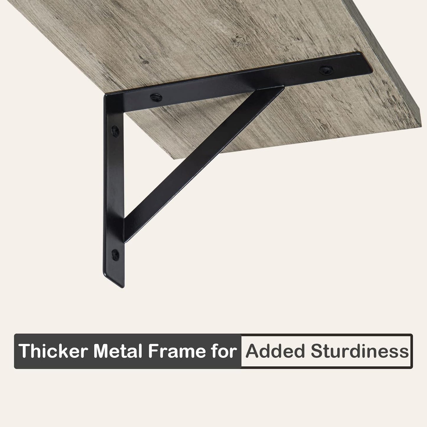 DINZI LVJ Wall Shelves, 23.6 x 7.9 x 6.1 Inch Floating Shelves for Wall, Set of 2, Easy-to-Install Wall Storage Ledges with Sturdy Metal Brackets for Living Room, Bathroom, Kitchen, Gray Wash