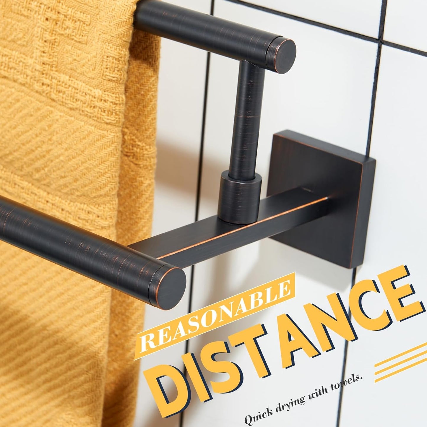 KOKOSIRI Hand Towel Bar 16-Inch Towel Holder Bathroom Rack for Bath Cabinet Towel Rails Oil Rubbed Bronze Stainless Steel B5009ORB-L16