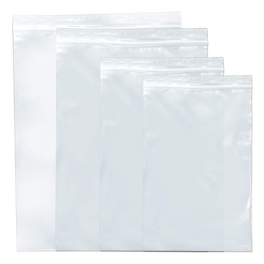 SNL Quality Zipper Lock Reclosable Clear Disposable Plastic Bags, Strong | Assorted Large Bag Sizes - 6" X9", 8" X 10", 9" X 12", 10" X 13" - 2 MIL - 400 Bags