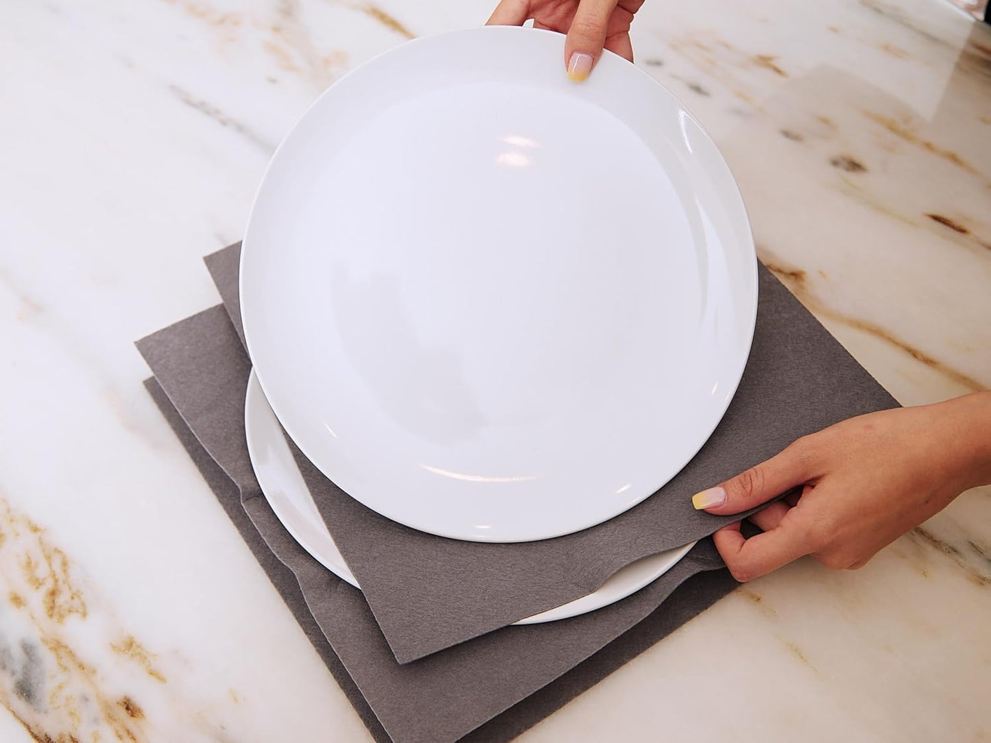 Covermates Keepsakes Dish Storage Box - Stackable, Reinforced Handles, China Storage, Grey Heather