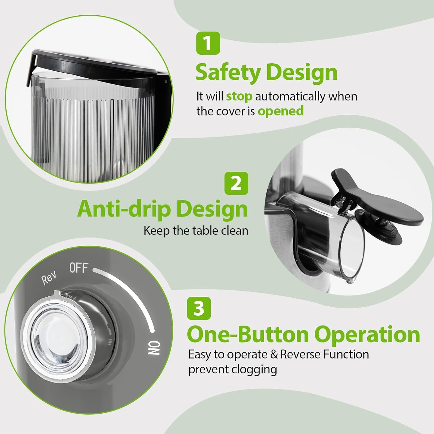 Aeitto Cold Press Juicer, Juicer Machines with 4.9" Large Feed Chute, Fits Whole Vegetables and Fruits, Professional Juice Maker, Easy to Clean, High Juice Yield, Easy to Assemble,Grey