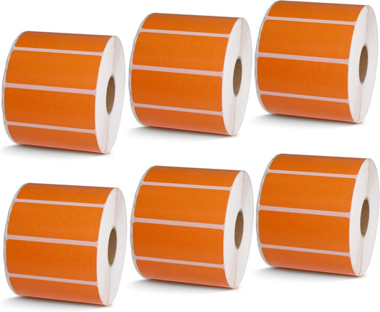 BETCKEY - 2.5" x 1" Multipurpose & Barcode Labels Compatible with Zebra & Rollo Label Printer,Premium Adhesive & Perforated[Orange, 6 Rolls, 8280 Labels]