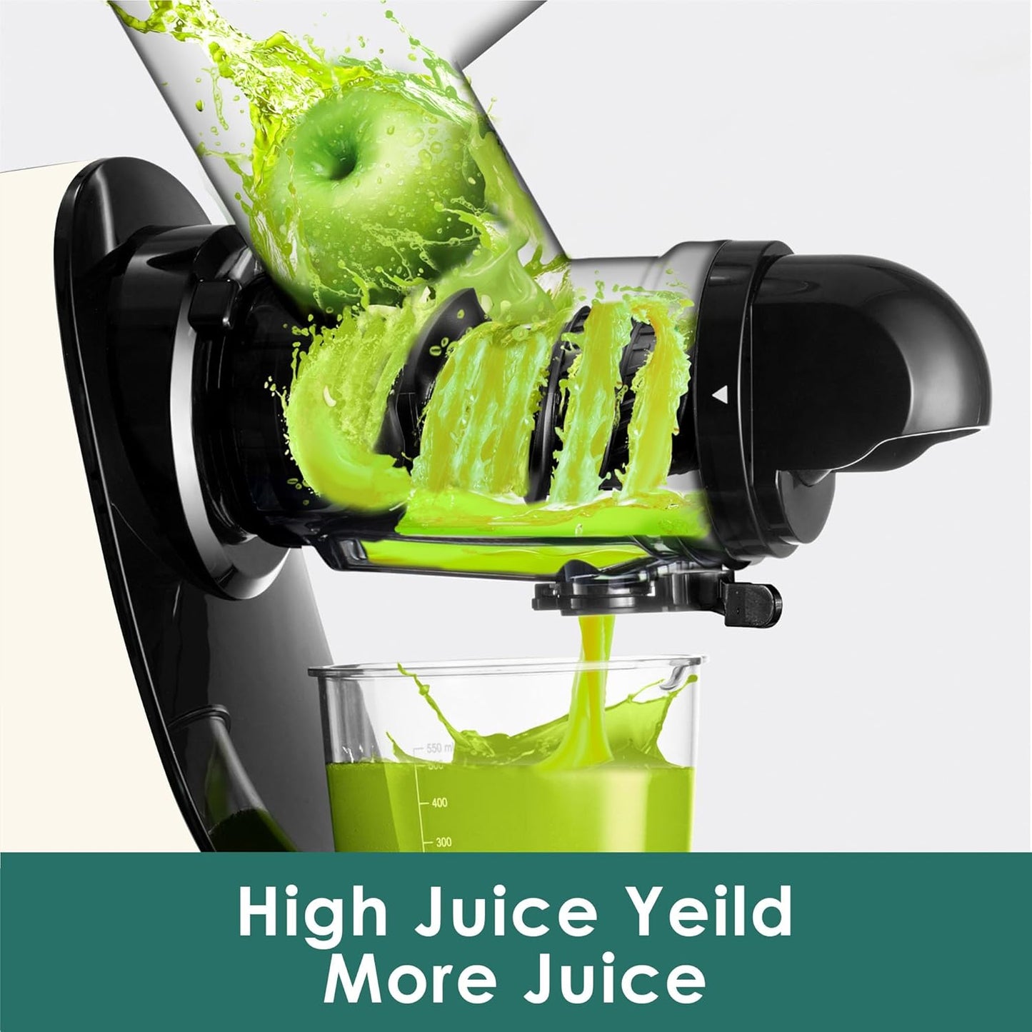 Cold Press Juicer, Masticating Slow Juicer, Fruit and Vegetable Juice Maker, Pressed Squeezer, BPA-Free,200W Quiet Motor with Wide Feeding Chute(Cream White)