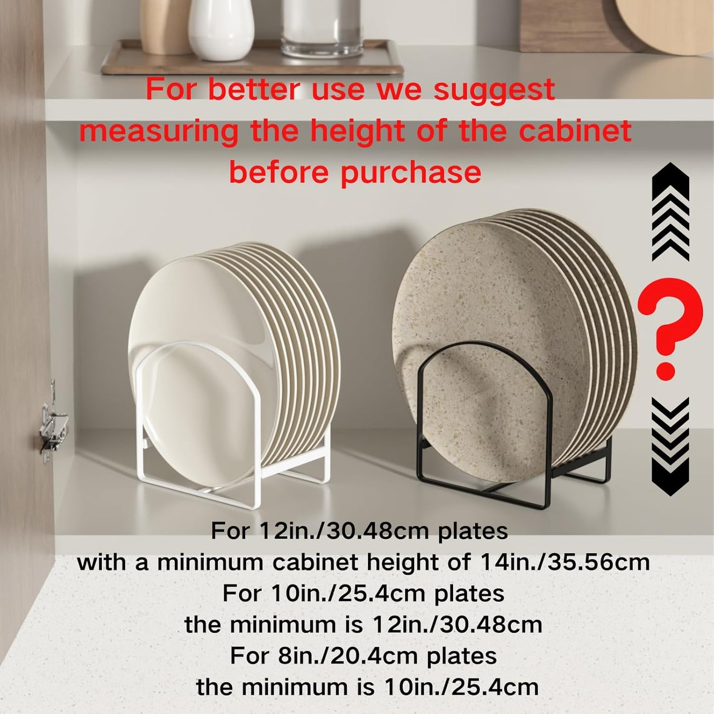 2 Pack Kitchen Plate Holder Organizer for Cabinet Space Saver Dinner Dish Storage Rack Upright Dish Drying Racks Metal Plate Dish Racks Stand for Cupboard and Countertop Rustproof Large White