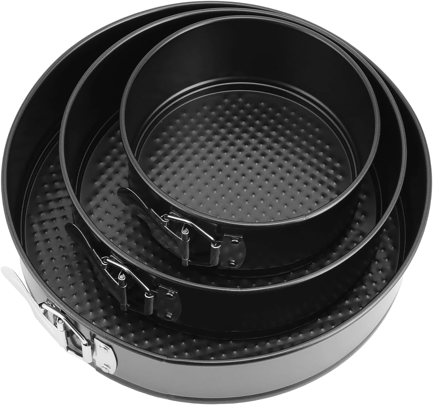 QWORK 3-Piece Nonstick Springform Pan Set with Accessories - Includes 6", 8", 10" Cake Pans, 51 Parchment Liners