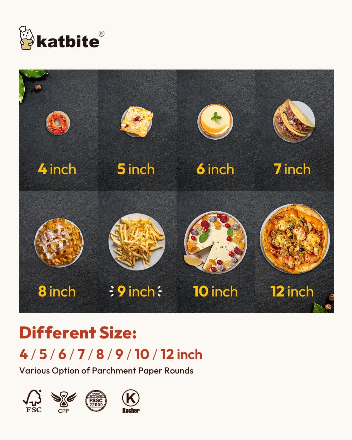 Katbite 9 Inch Parchment Paper Rounds, 200Pcs Cake Parchment Circles, Heavy Duty & Non-stick for Cake Baking, Air Fryer Liners, Tortilla Press