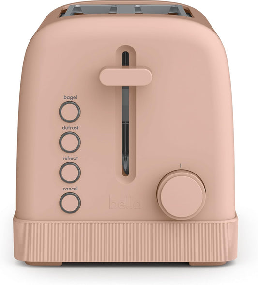 bella 2 Slice Toaster, 6 Setting Shade Control w Reheat, Cancel, Bagel & Defrost Buttons, Removable Crumb Tray, Anti Jam & Auto Shutoff, Auto Centering Guides & Cord Wrap, 900 Watt, Blossom