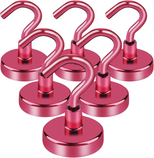 LOVIMAG Cruise Essentials, 40Lbs Red Cruise Magnets, Magnet Hooks for Cruise Cabin,Strong Magnetic Hooks for Hanging Cruise Lanyard, Fridge, Ceiling, 6 Pack