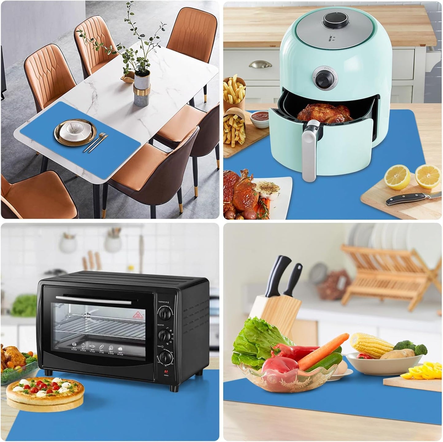 Silicone Mat Heat Resistant Mats for Countertop, Large Silicone Mats for Crafts Kitchen Counter Workbench Table protector, Size 36x24 inches Thick 2mm,Rolled Package,Light Blue