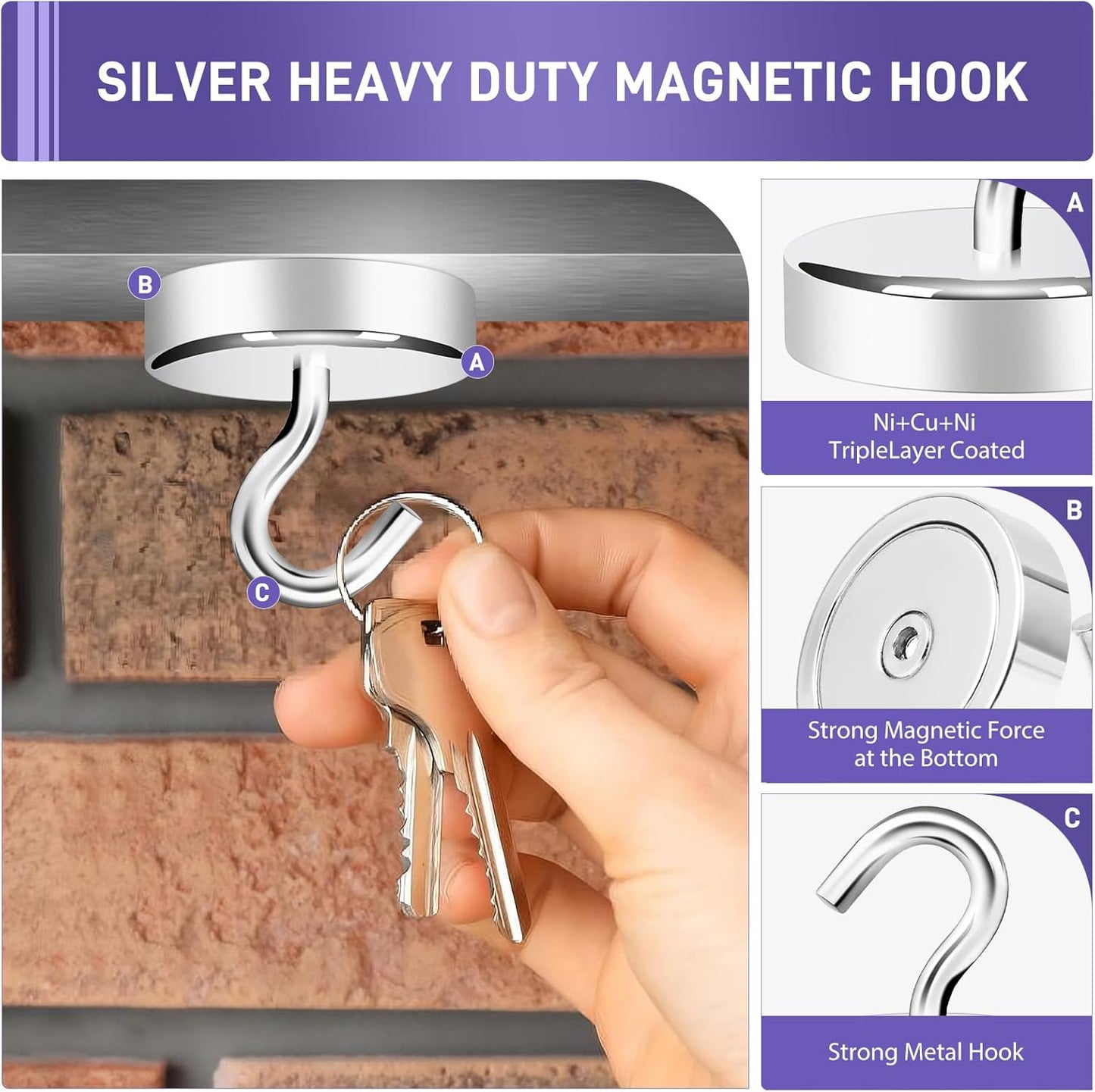 Neosmuk Magnetic Hooks, Cruise Ship Essentials, 100lb+ Heavy Duty Magnetic Hooks for Cruise Cabins, Refrigerator, Grill, Hanging, and Travel | Extra Strong Must-Haves Magnet Hook,Gold