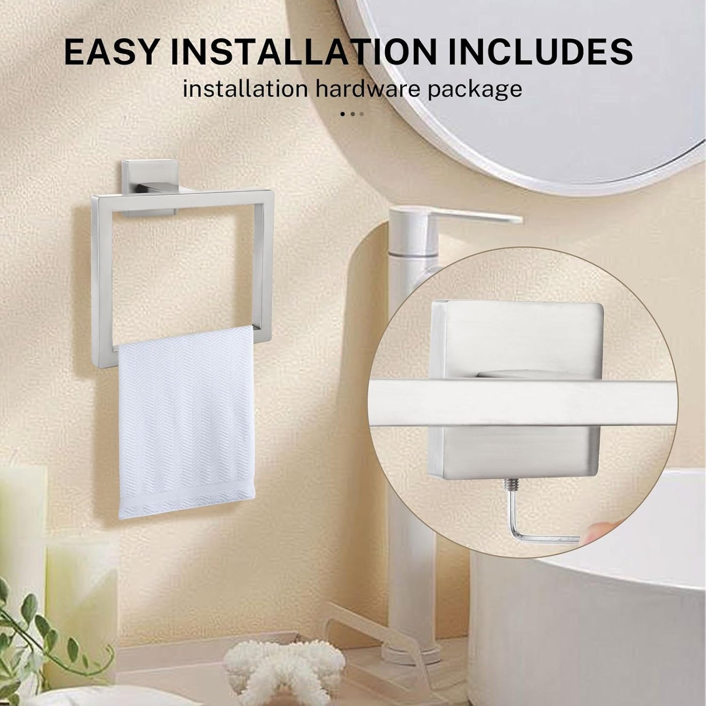 Brushed Nickel Towel Ring Towel Holder for Bathroom Bath Towel Hanger SUS304 Stainless Steel Bathroom Hardware Accessories Wall-Mounted