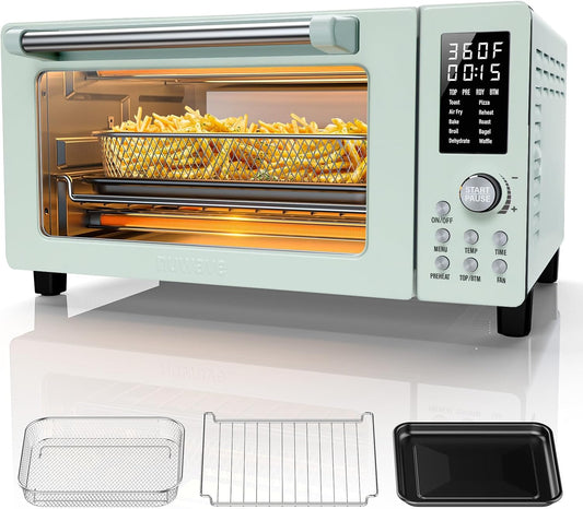 Nuwave Bravo Pro Smart 21QT Toaster Oven Air Fryer Combo, Convection Oven Countertop, 10 functions all in 1, with even & quick crisp technology, 50-450°F, 1800W, Mint Green