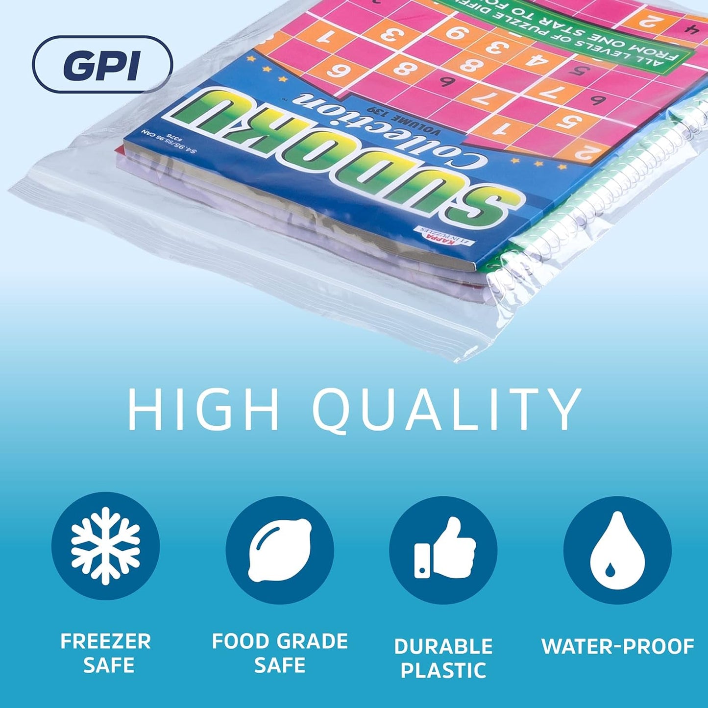 GPI Pack of 500, 10" X 12" 1 Gallon, Clear Plastic Reclosable Zip Bags - Bulk 2 Mil Thick Strong & Durable Poly Baggies with Resealable Zip Top Lock for Travel, Storage, Packaging & Shipping
