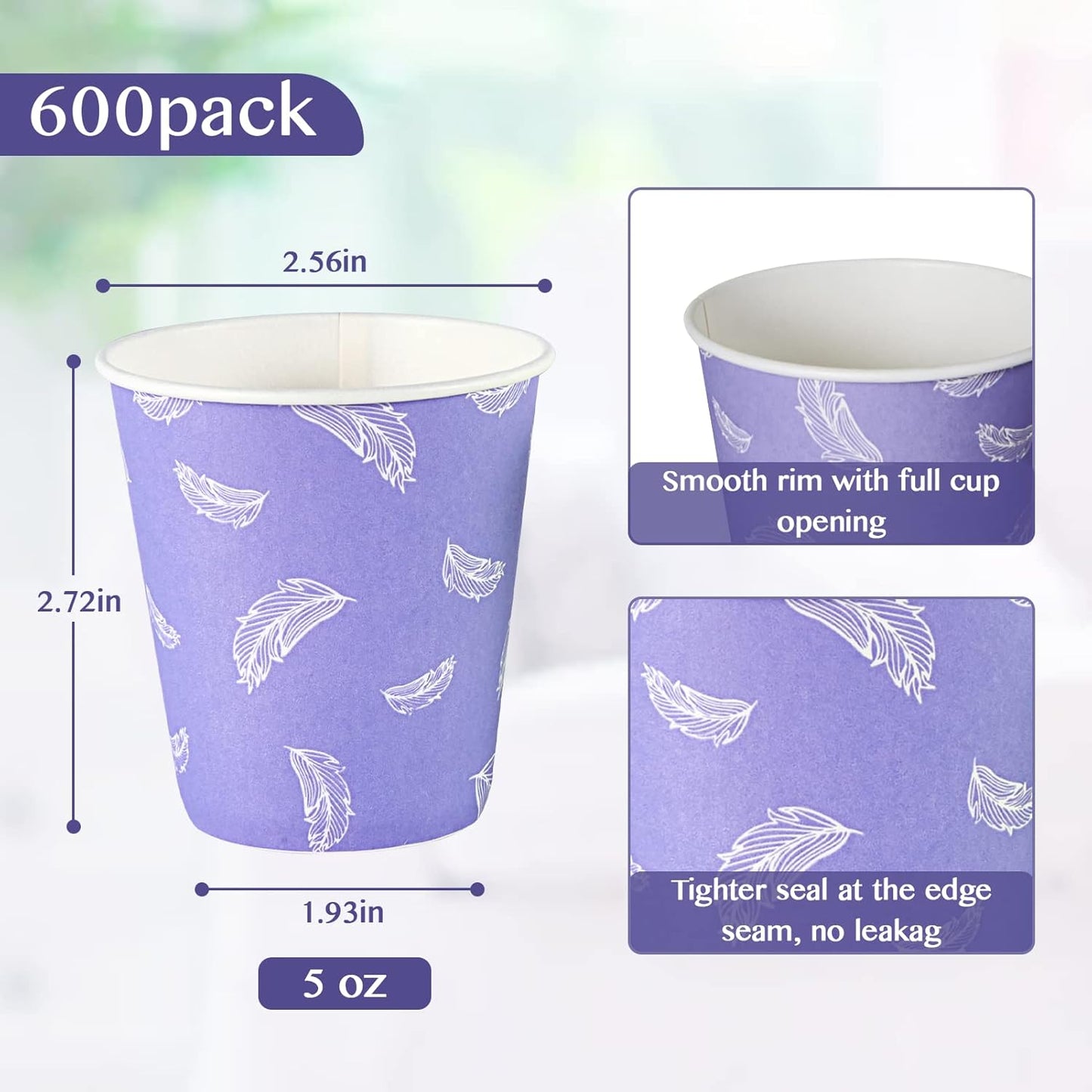 LITOPAK 600 Pack 5 oz Small Disposable Cups, Disposable Paper Cups, Mini Paper Cups, Colorful Disposable Mouthwash Cups for Parties, Picnics, Barbecues, Travel, and Events