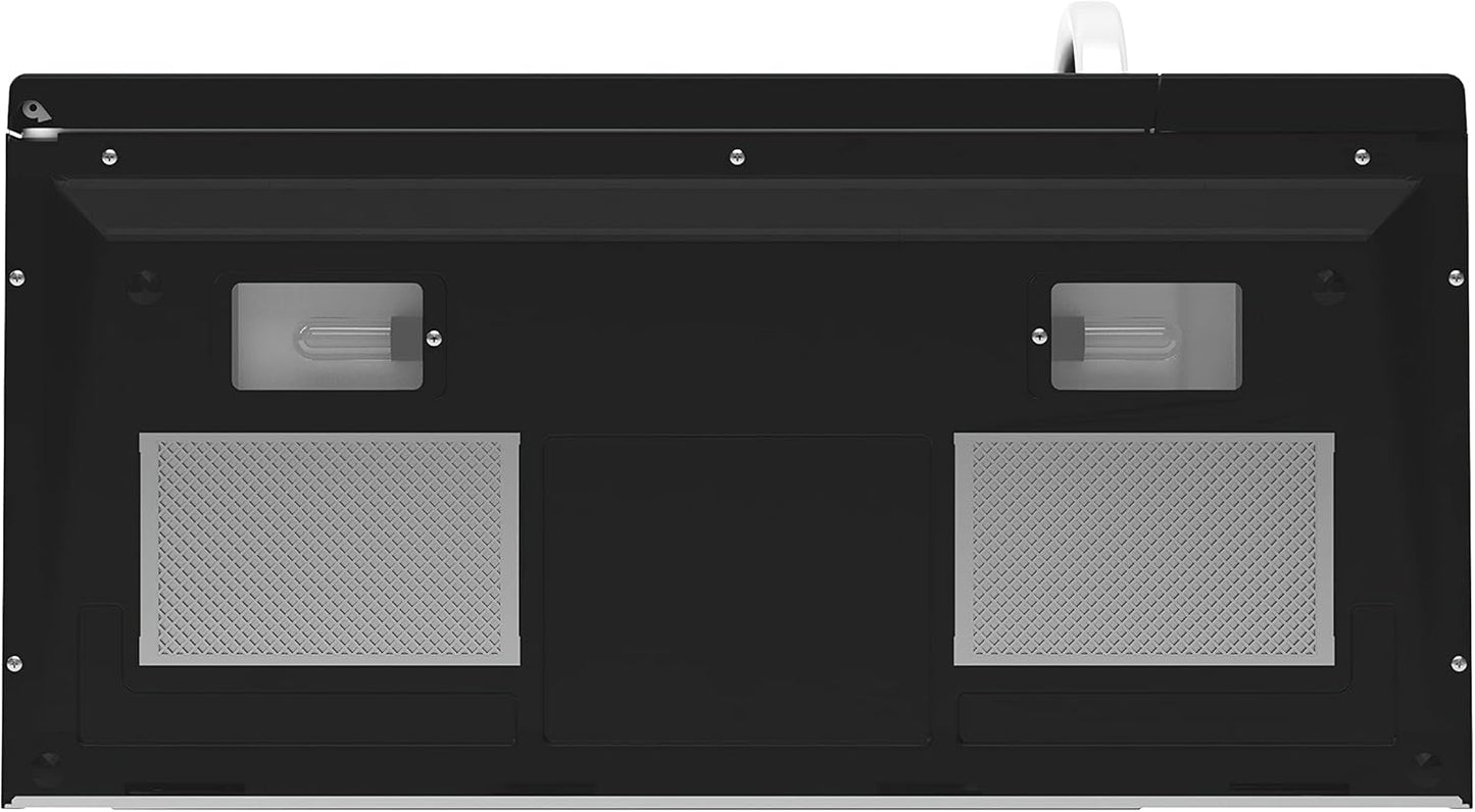 KoolMore KM-MOT-1SS Range Microwave Oven Lamp and 300CFM Recirculation Vent Hood, Auto Cook Menus, Reheat Function, 10 Power Levels, Timer, and Weight Defrost, 30 in/1.6 Cu. Ft, Silver