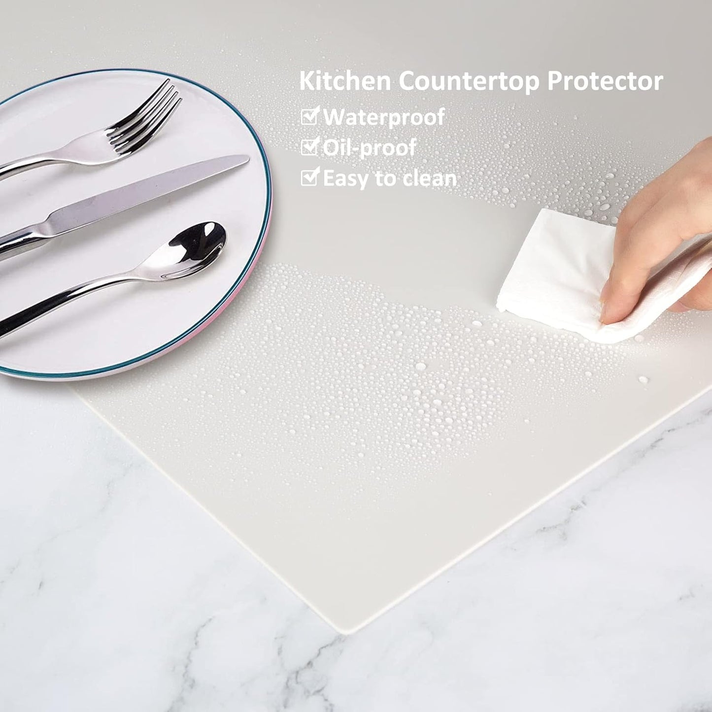 Slicone Mat Heat Resistant Mats for Countertop, Multipurpose Large Silicone Mats for Crafts Kitchen Workbench Size 36x24 inches Thick 2mm,Rolled Package,Beige