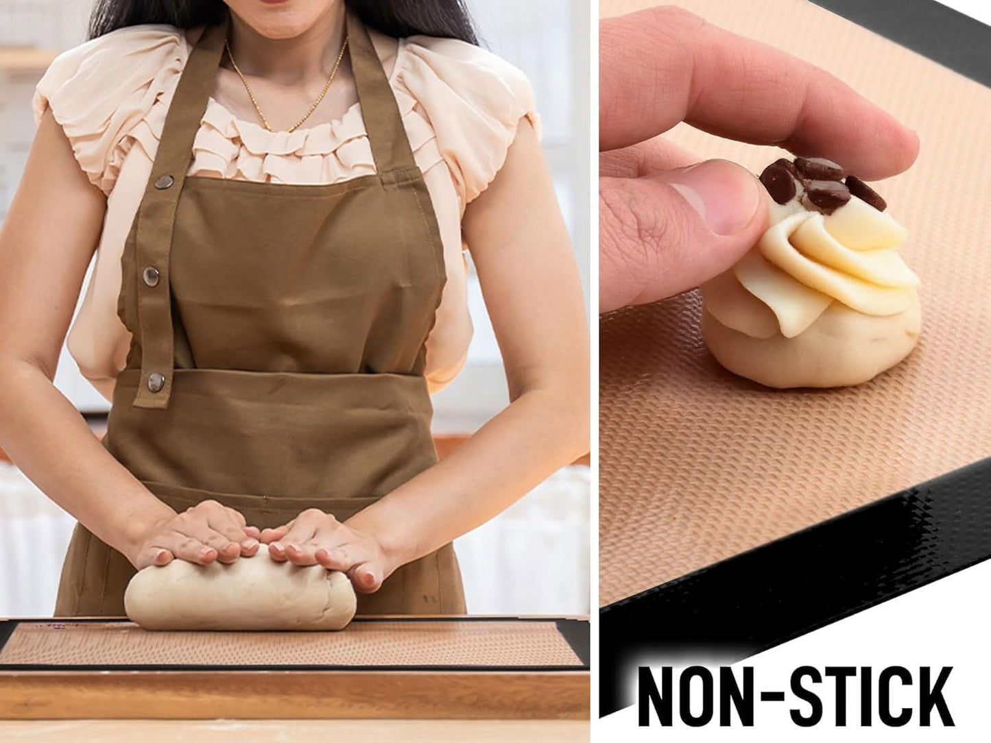 Zulay Kitchen Silicone Baking Mat - Reusable Nonstick Sheet - Dark Gray 16.5"x11.6"