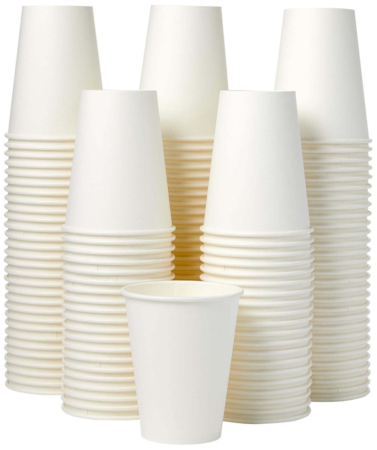 Amazon Basics Disposable Coffee Cups, 12 ounces, Paper, 1000 Count (Pack of 1), White