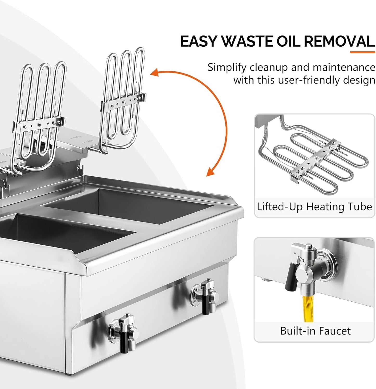 ROVSUN 24.9QT Electric Deep Fryer w/Frying Baskets Timer Drains & Lids, Dual Tank Kitchen Countertop Commercial Frying Machine, Adjustable Temperature, for French Fries Donuts Onion Rings, 3400W 110V