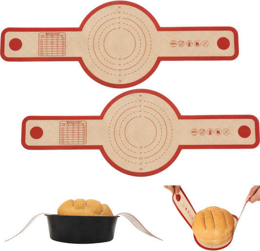 Silicone Bread Sling for Dutch Oven, 2 PCS Non-Stick & Easy Clean Reusable Silicone Bread Baking Mat with Extra Long Handles, Easy and Stable to Transfer Sourdough