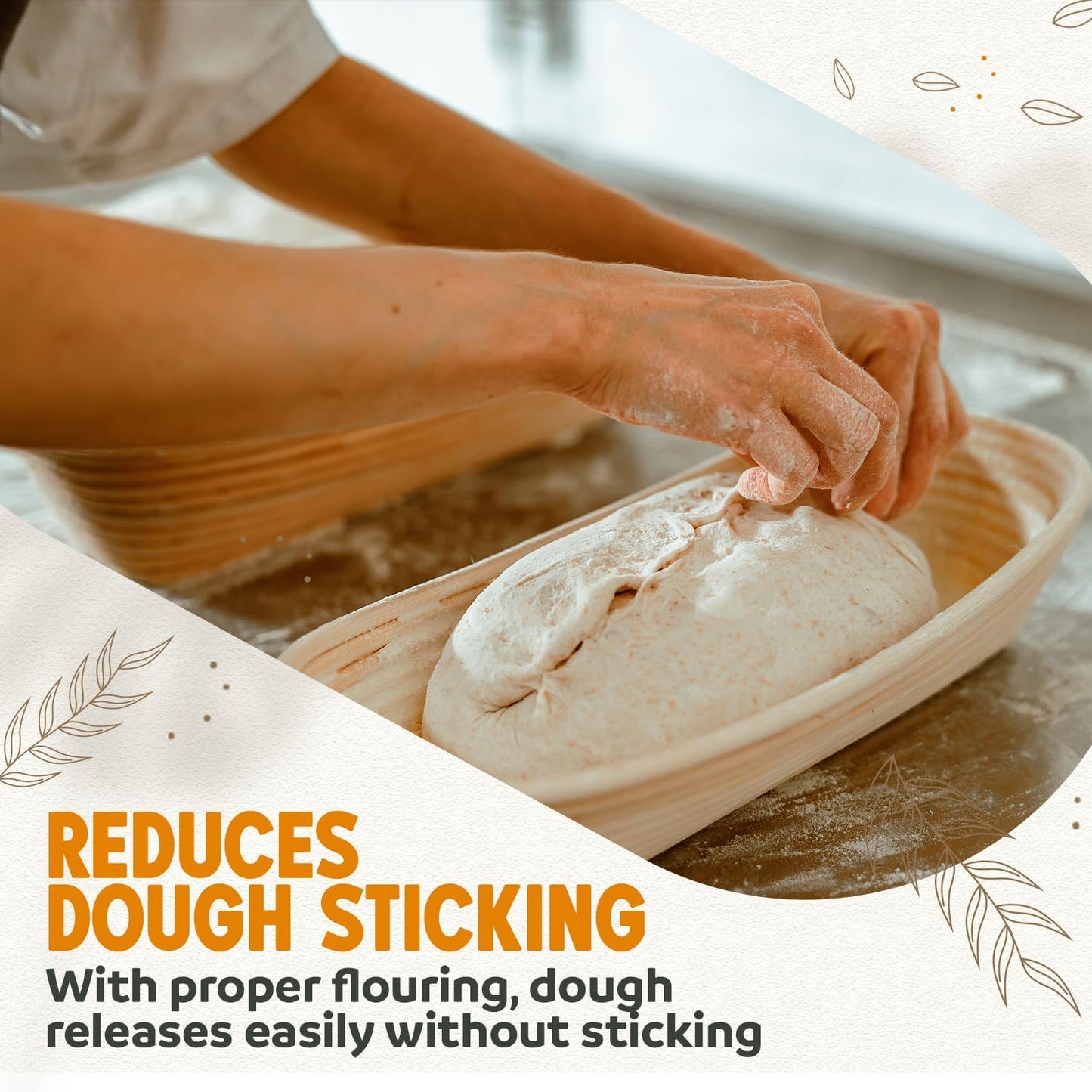 Banneton Bread Proofing Basket Sourdough Proofing Basket for Beginners & Professional Bakers, Handwoven Rattan Cane Bread Maker with Linen for Artisan Breads, 11 x 3.5 Inch, 3-Pound Round