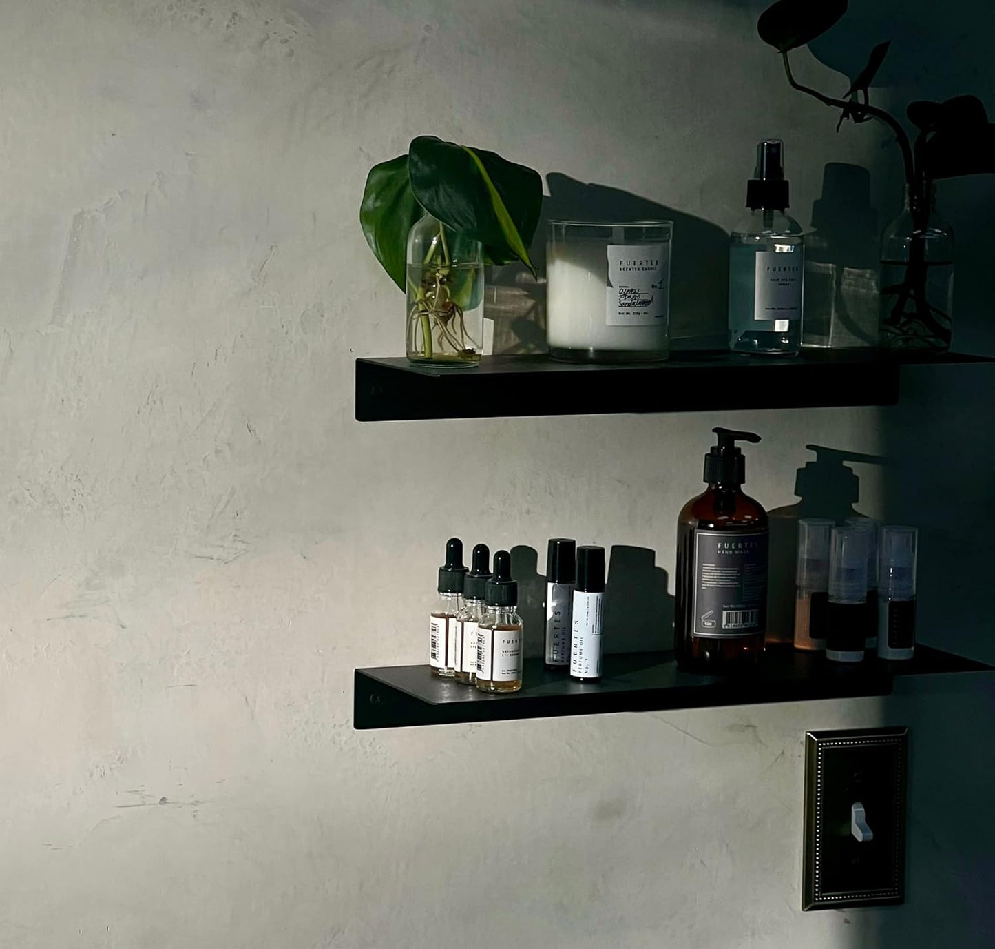 DIY CARTEL Made in The USA - 36 Inch Linear Floating Shelf - Forged Raw Steel - Industrial Heavy Duty Metal Wall Mounted Modern Rustic Shelf (36-inch x 12-inch Black)