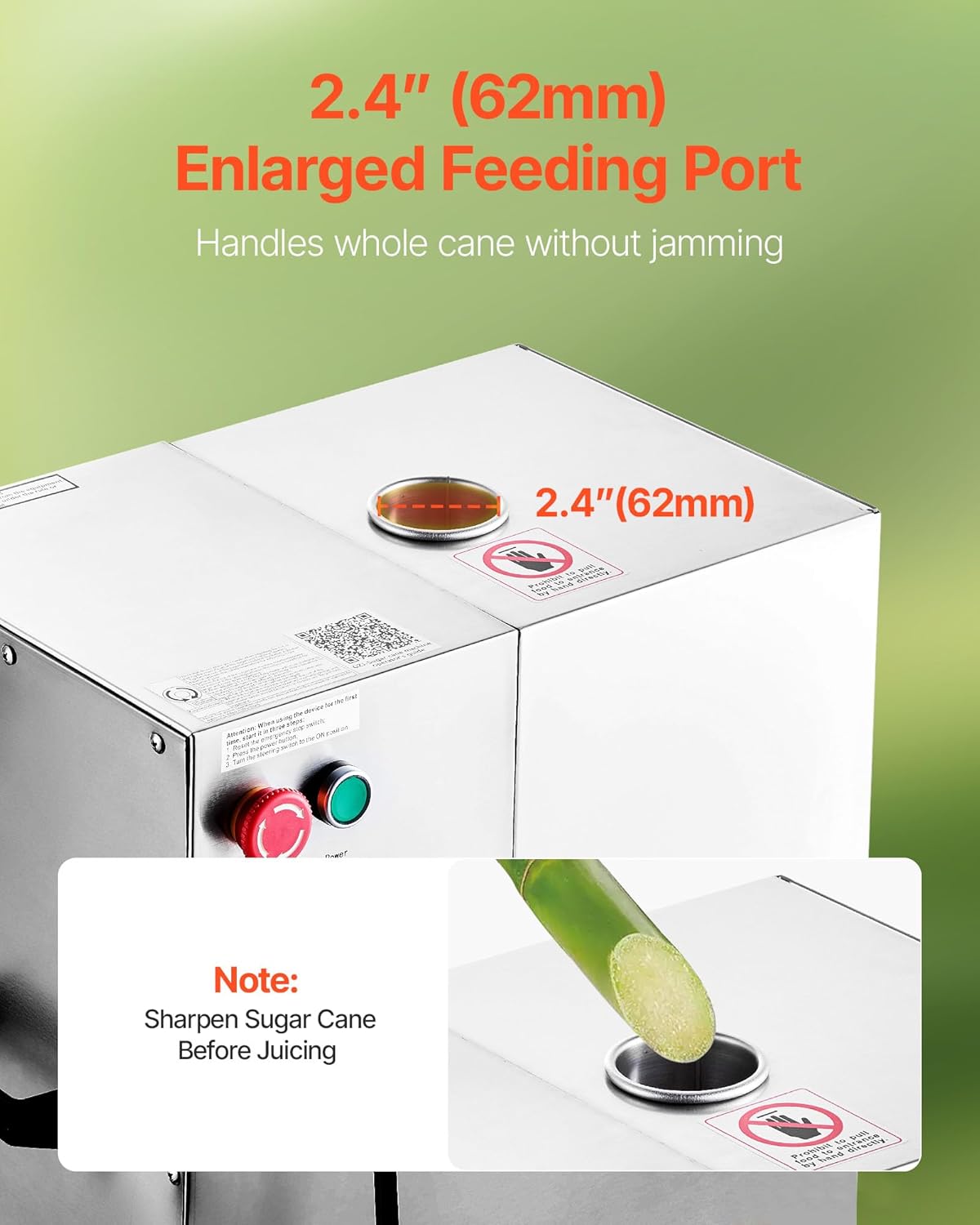 VEVOR Commercial Sugar Cane Juicer, 800W Electric Sugarcane Juicer Machine with 661LBS/H High Output, 4 Stainless Steel Rollers, Sugar Cane Press Juice Extractor Squeezer for Home/Commercial Use