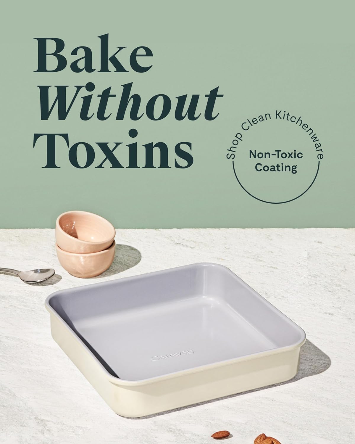 Caraway 9” Square Pan Duo - Non-Stick Ceramic Coating - Free From Forever Chemicals - Cake Pan Perfect for Brownies, Lemon Bars, & More - Marigold