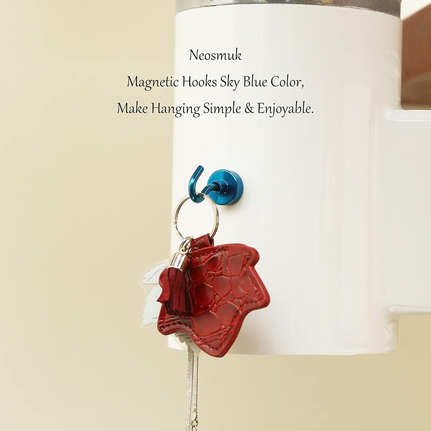 Neosmuk Magnetic Hooks,30lb+ Heavy Duty Earth Magnets with Hook for Refrigerator, Extra Strong Cruise Hook for Hanging, Magnetic Hanger for Curtain, Grill (Royalb+LUE, 15 Pack)