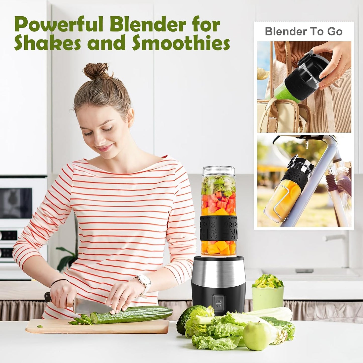 Blender and Food Processor Combo, Blender for Shakes and Smoothies, Personal Blender Small Blender, Suitable for Kitchen, Home, 700W Electric Blender with Mixer Grinder/Blender/Chopper