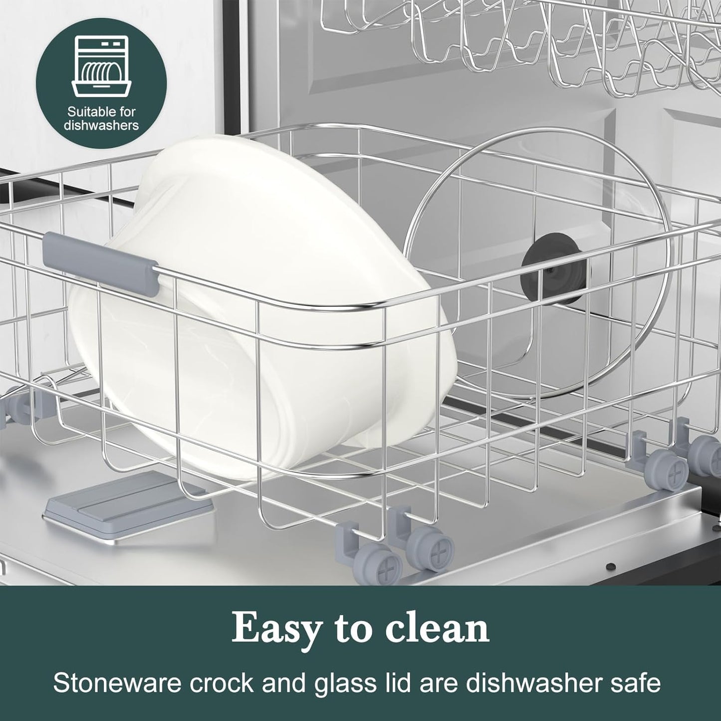 HOMECOOKIN 7-Quart Programmable Slow Cooker with Timer Keep Warm - Small Kitchen Appliance for Family Dinners - Serves 6+ People (Blue)