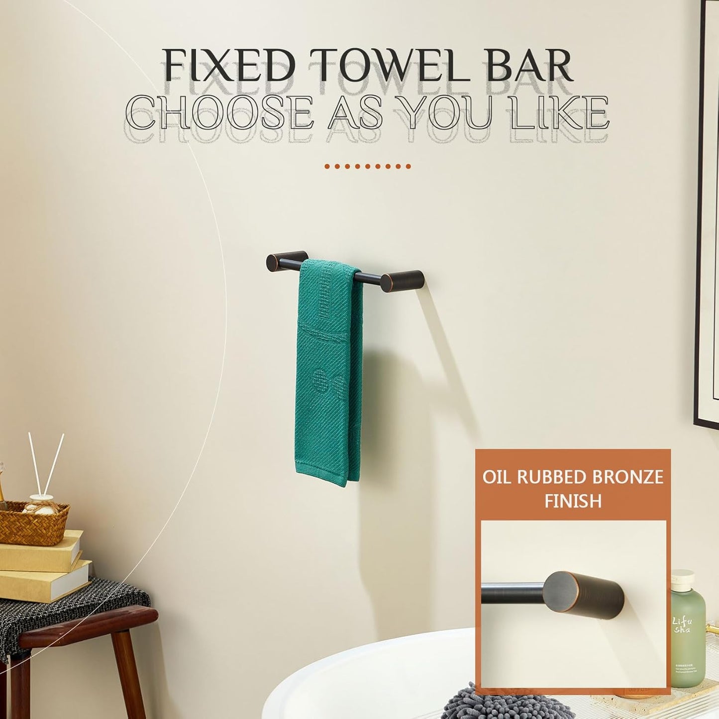 KOKOSIRI Towel Holder for Bathroom Wall 16-Inch Hand Towel Bar Hangers Bathroom Accessory Wall Mounted Oil Rubbed Bronze Stainless Steel, B4007ORB-L16